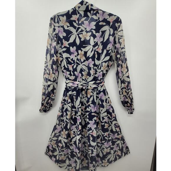 Roma‎ Vintage Floral Sash Waist Long Sheer Sleeve Flowy Maxi Fit n Flare Dress - Picture 3 of 13